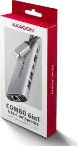 AXAGON HMC-6G2L, USB 10Gb/s hub, 2x USB-A, 1x USB-C, HDMI 4k/60, RJ-45, PD 100W, kábel USB-C 15cm