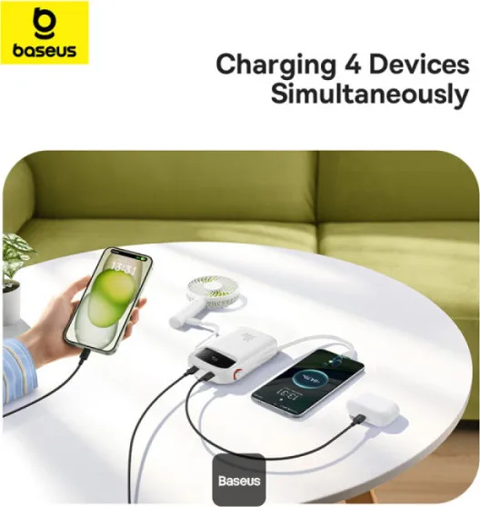 NoName Baseus power banka Qpow 10000mAh 30W bílá s USB-C kabelem