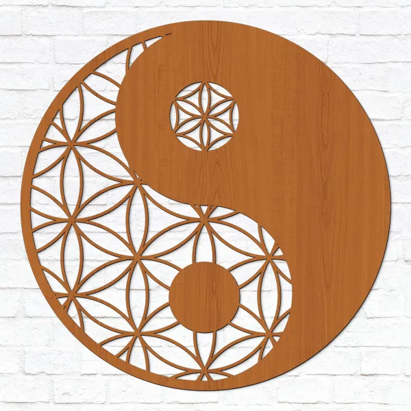 Drevená mandala kvet života - Yin Yang