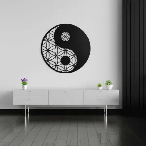 Drevená mandala kvet života - Yin Yang