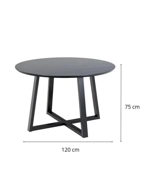Actona Kulatý jídelní stůl Malika 120 cm černý