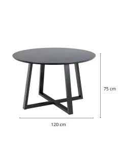 Actona Kulatý jídelní stůl Malika 120 cm černý