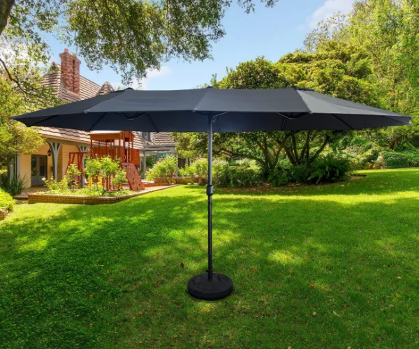 Ak furniture Dvojitý zahradní slunečník TILIA 460x270 cm tmavě šedý