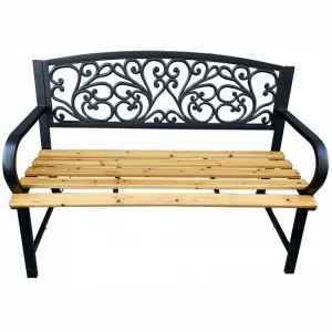 Ak furniture Zahradní lavička NERINA černá/jedlové dřevo