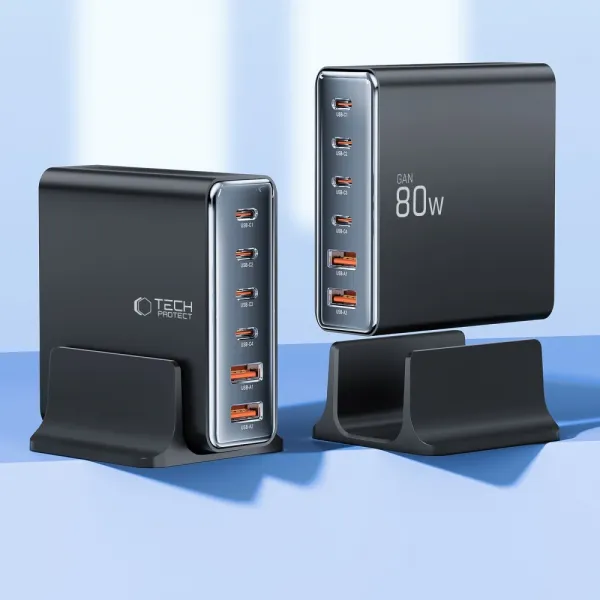 Tech-Protect DC80W Desktop Charger PD80W/QC3.0 - Black