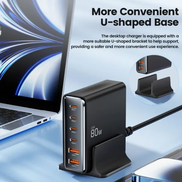 Tech-Protect DC80W Desktop Charger PD80W/QC3.0 - Black