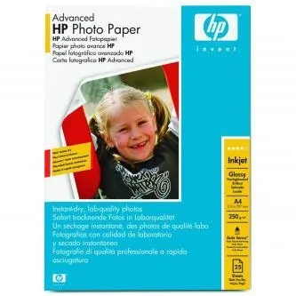HP Advanced Glossy Photo Paper, foto papír, lesklý, zdokonalený, bílý, A4, 250 g/m2, 25 ks, Q5