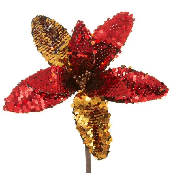 ArtFir Vianočný kvet 80A | červená/zlatá 20 cm