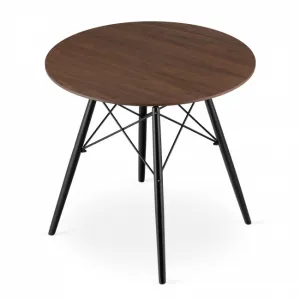 Moderný škandinávsky konferenčný stolík, hnedá okrúhla doska, 80 cm