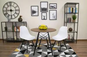 Moderný škandinávsky konferenčný stolík, hnedá okrúhla doska, 80 cm