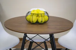 Moderný škandinávsky konferenčný stolík, hnedá okrúhla doska, 80 cm