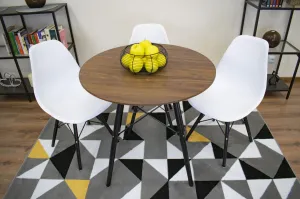 Moderný škandinávsky konferenčný stolík, hnedá okrúhla doska, 80 cm