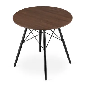 Moderný škandinávsky konferenčný stolík, hnedá okrúhla doska, 80 cm