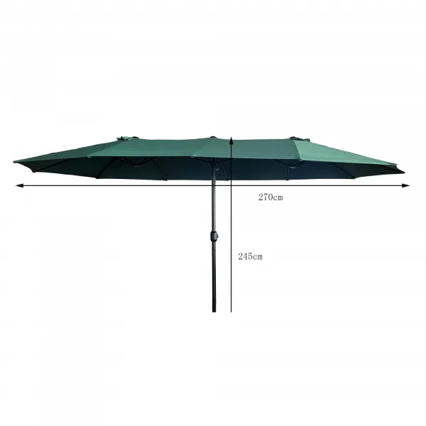 Ak furniture Dvojitý zahradní slunečník TILIA 460x270 cm tmavě zelený