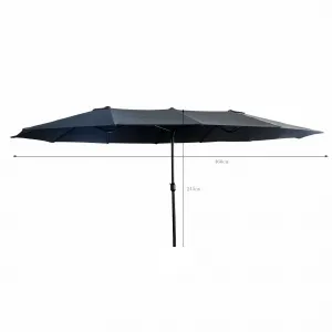 Ak furniture Dvojitý zahradní slunečník TILIA 460x270 cm tmavě šedý