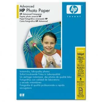 HP Advanced Glossy Photo Paper Q8691A, 250 g/m2, 10x15cm, 25ks, lesklý, biely, foto papier