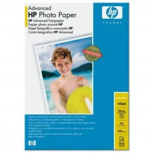 HP Advanced Glossy Photo Paper Q8697A, 250 g/m2, A3, 20ks, lesklý, biely, foto papier