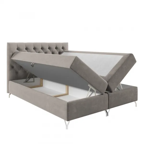 Boxspringová posteľ, 120x200, sivobéžová Taupe látka Velvet, GULIETTE + darček