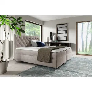Boxspringová posteľ, 120x200, sivobéžová Taupe látka Velvet, GULIETTE + darček