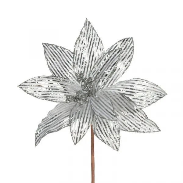 ArtFir Vianočný kvet 97B | biela/strieborná 25 x 15 cm