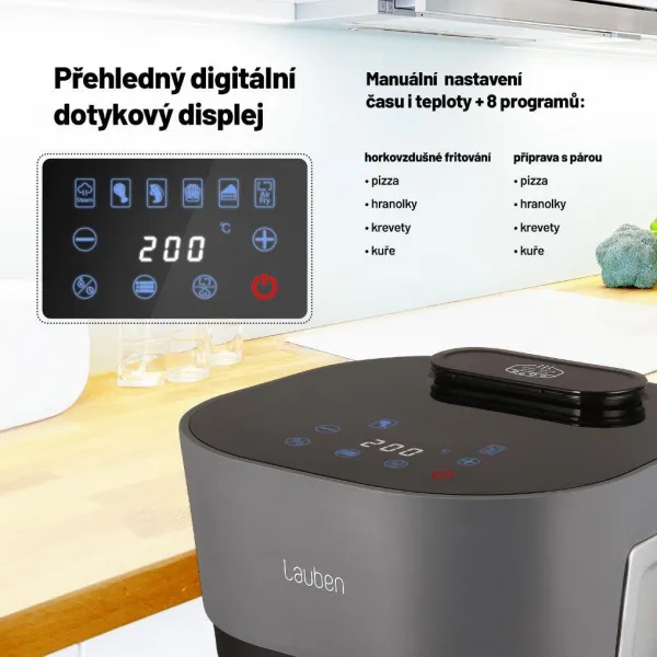 Teplovzdušná fritéza Lauben GlassSteamAir Fryer 4500BG