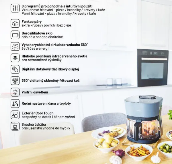 Teplovzdušná fritéza Lauben GlassSteamAir Fryer 4500BG