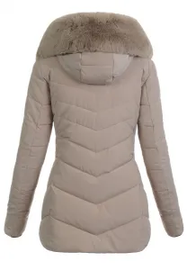 Factory Dámska zimná bunda s odopínateľnou kapucňou – viac farieb Farba: Khaki, Veľkosť: S