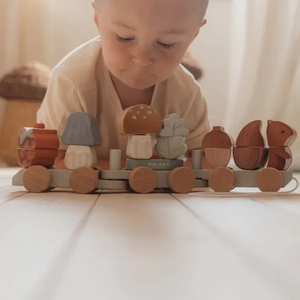 LITTLE DUTCH - Vláčik drevený veverička Forest Friends
