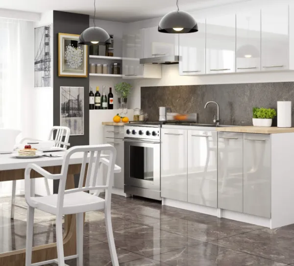 Ak furniture Kuchyňská rohová skříňka Olivie S 90 cm bílá/šedá