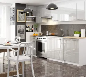 Ak furniture Kuchyňská rohová skříňka Olivie S 90 cm bílá/šedá