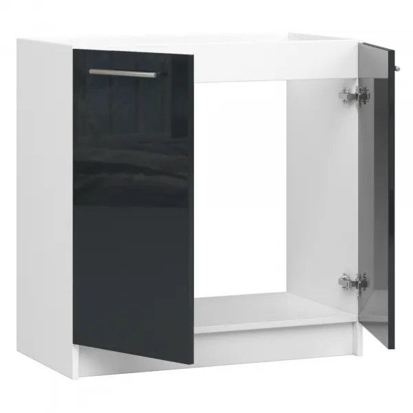 Ak furniture Kuchyňská skříňka pod dřez Olivie S 80 cm matná bílá/černá lesk