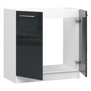 Ak furniture Kuchyňská skříňka pod dřez Olivie S 80 cm matná bílá/černá lesk