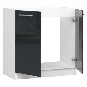 Ak furniture Kuchyňská skříňka pod dřez Olivie S 80 cm matná bílá/černá lesk