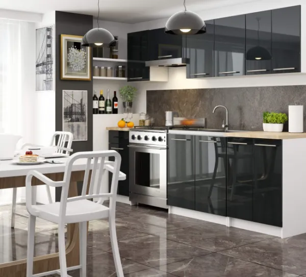 Ak furniture Kuchyňská skříňka pod dřez Olivie S 80 cm matná bílá/černá lesk