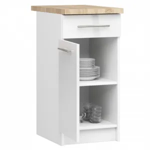 Ak furniture Kuchyňská skříňka Olivie S 40 cm 1D 1S bílá/bílý lesk/dub sonoma