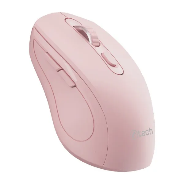 Myš C-TECH WLM-12 Dual mode, bezdrátová, BT5.0 + 2,4GHz, 1600DPI, 6 tlačítek, USB nano receiver, růžová