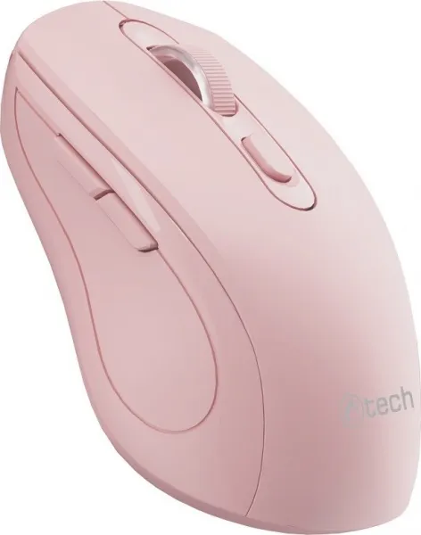 Myš C-TECH WLM-12 Dual mode, bezdrátová, BT5.0 + 2,4GHz, 1600DPI, 6 tlačítek, USB nano receiver, růžová