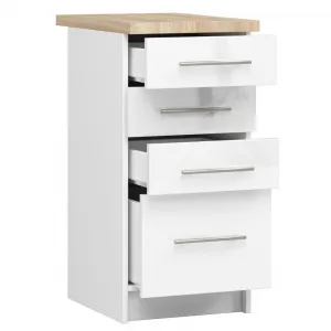 Ak furniture Kuchynská skrinka Olivie S 40 cm 4S biela/biely lesk/dub sonoma