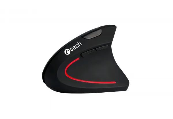 C-TECH myš VEM-09, vertikálna, bezdrôtová, 6 tlačidiel, čierna, USB nano prijímač