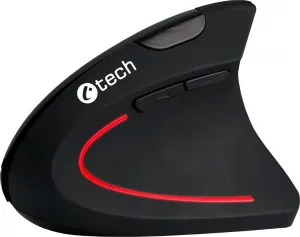 C-TECH myš VEM-09, vertikálna, bezdrôtová, 6 tlačidiel, čierna, USB nano prijímač