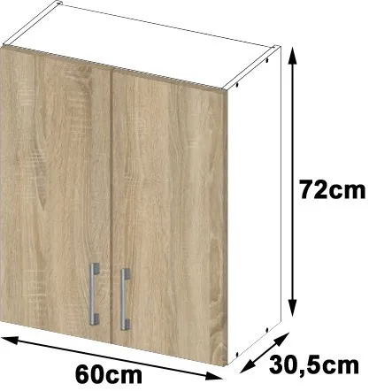 Ak furniture Kuchynská závesná skrinka Š 60cm D2 H720 Artus biela/sonoma