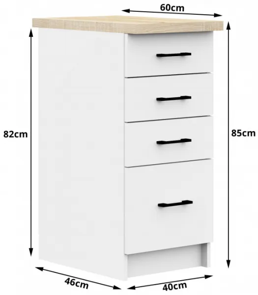 Ak furniture Kuchynská skrinka Olivie S 40 cm 4S biela