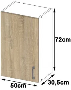 Ak furniture Kuchynská závesná skrinka Š 50cm D1 H720 Artus biela/sonoma