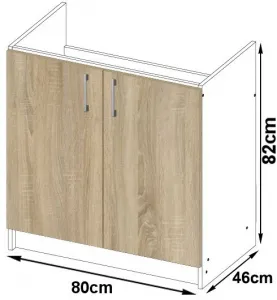 Ak furniture Kuchynská skrinka pod drez S 80 cm ZL Artus biela/sonoma