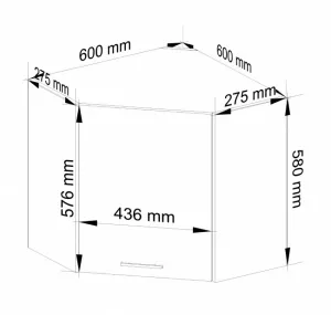 Ak furniture Závěsná rohová kuchyňská skříňka OLIVIE 60x60 cm matná bílá/matná grafitově šedá