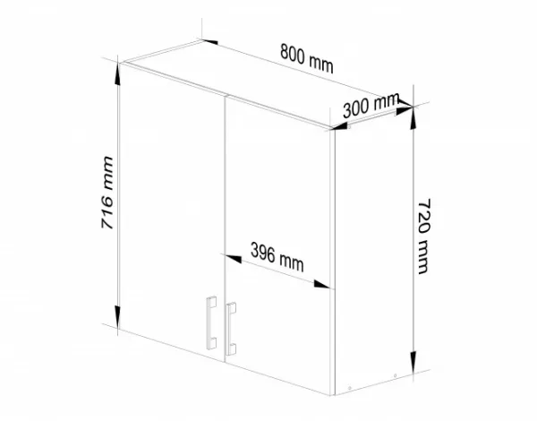 Ak furniture Kuchynská závesná skrinka Š 80cm D2 H720 Artus biela/sonoma