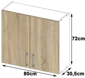 Ak furniture Kuchynská závesná skrinka Š 80cm D2 H720 Artus biela/sonoma