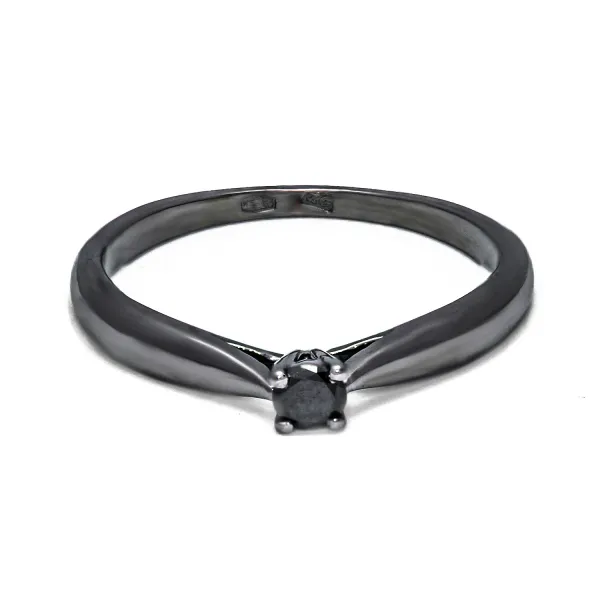 Blink-Blink Zlatý prsteň s rutheniom a čiernym diamantom 0.11 ct1051CDG