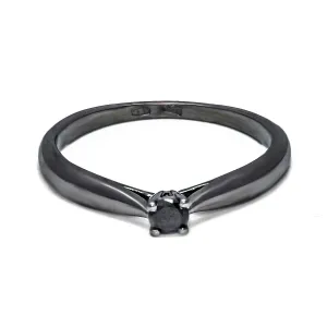 Blink-Blink Zlatý prsteň s rutheniom a čiernym diamantom 0.11 ct1051CDG