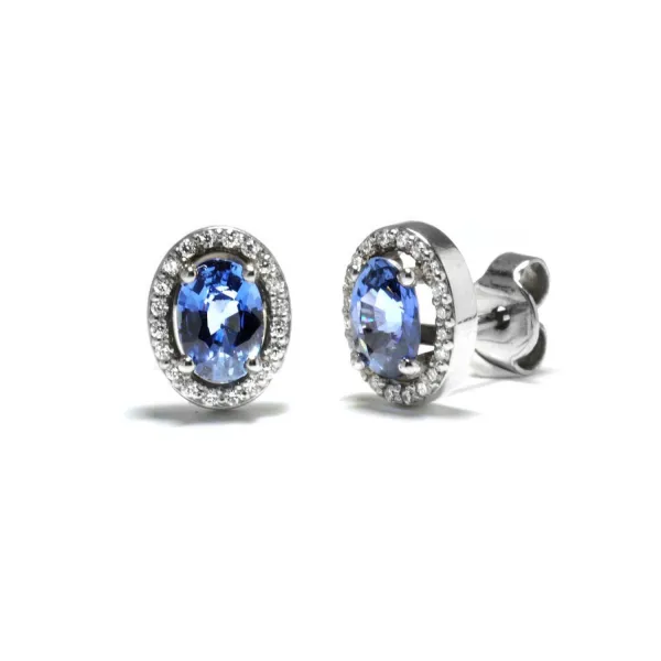 Blink-Blink Luxusné diamantové náušnice z bieleho zlata so Zafírom3183BZDRB